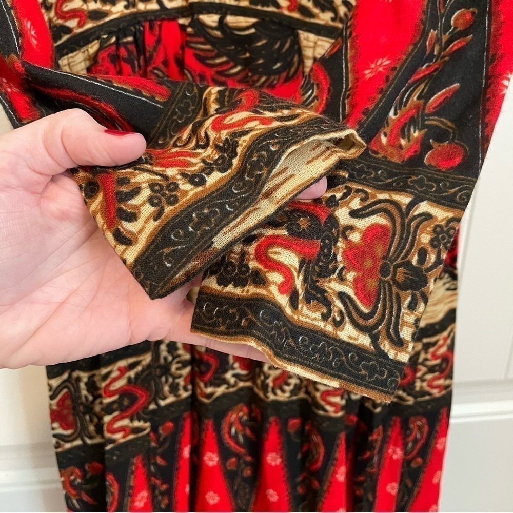 Victor Costa vintage 1960/70’s bohemian long sleeve maxi dress size small medium - Picture 6 of 12